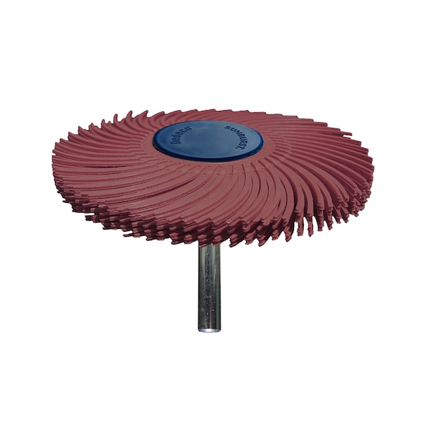 Dedeco Sunburst Radial Bristle Discs 3 in Curved Tc 6-Ply Red 220 Grit A/O 1/4 in 1/Unit 1831 - main